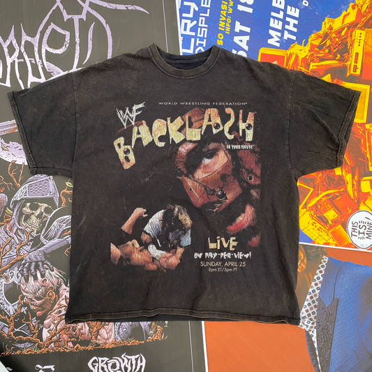 WWF BACKLASH '98 PROMO WASHED BLACK T-SHIRT