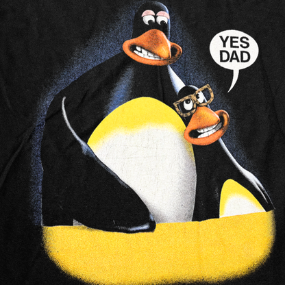 VINTAGE 1993 'YES DAD' AARDMAN BLACK T-SHIRT