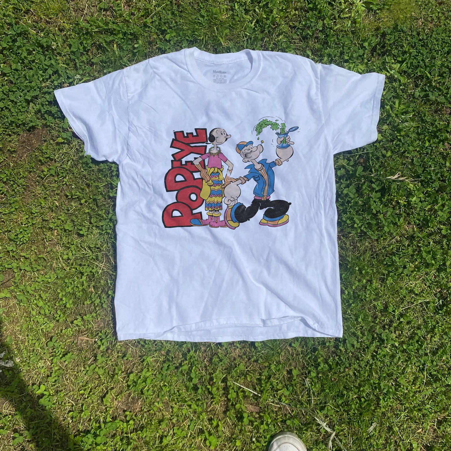 Popeye The Sailor Man 90s Washed White T-shirt