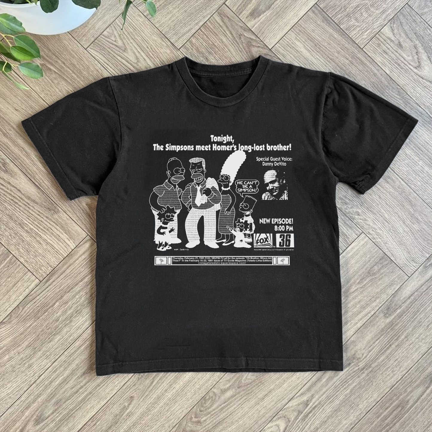 1991 Simpsons 'Homer's Brother' TV Promo Tee Vintage Washed Black