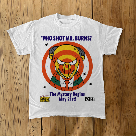 90's 'WHO SHOT MR BURNS' TARGET PROMO VINTAGE WASHED WHITE TEE
