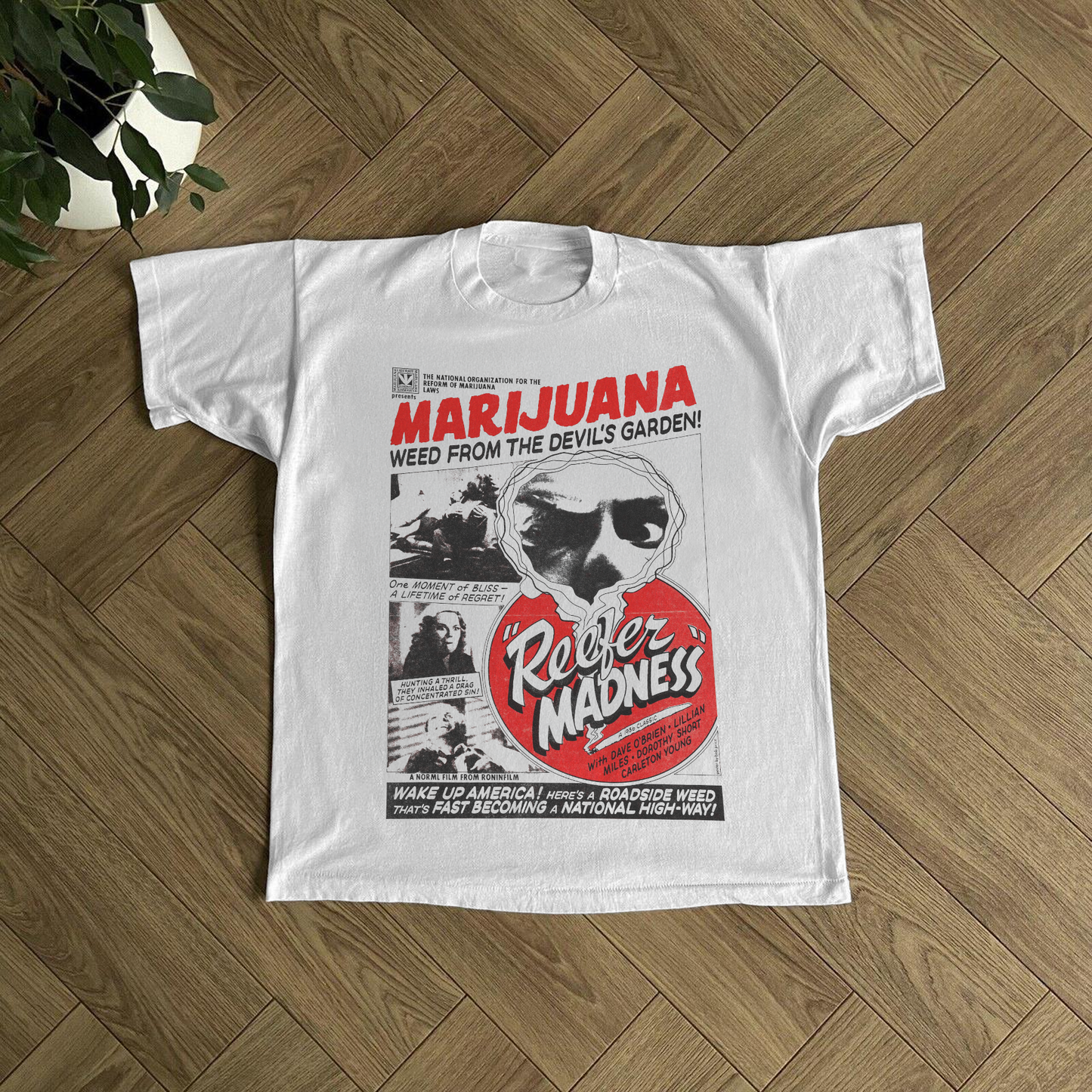 Badass 'Reefer Madness' Promo Tee Vintage Washed White Tee