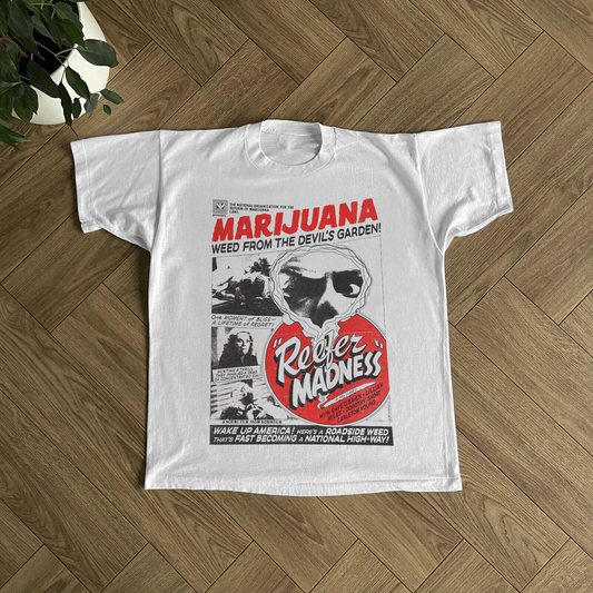 Badass 'Reefer Madness' Promo Tee Vintage Washed White Tee