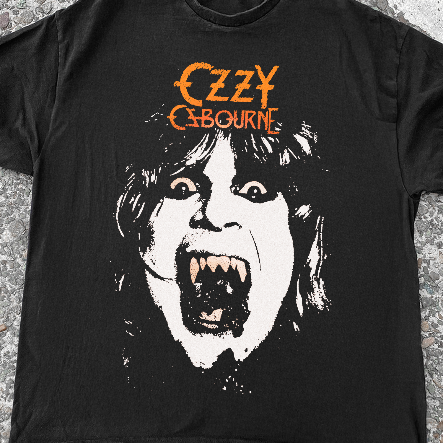 OZZY 'YELLOW FANGS' VINTAGE WASHED BLACK TEE