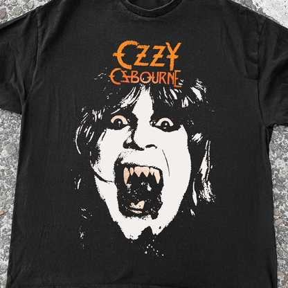 OZZY 'YELLOW FANGS' VINTAGE WASHED BLACK TEE