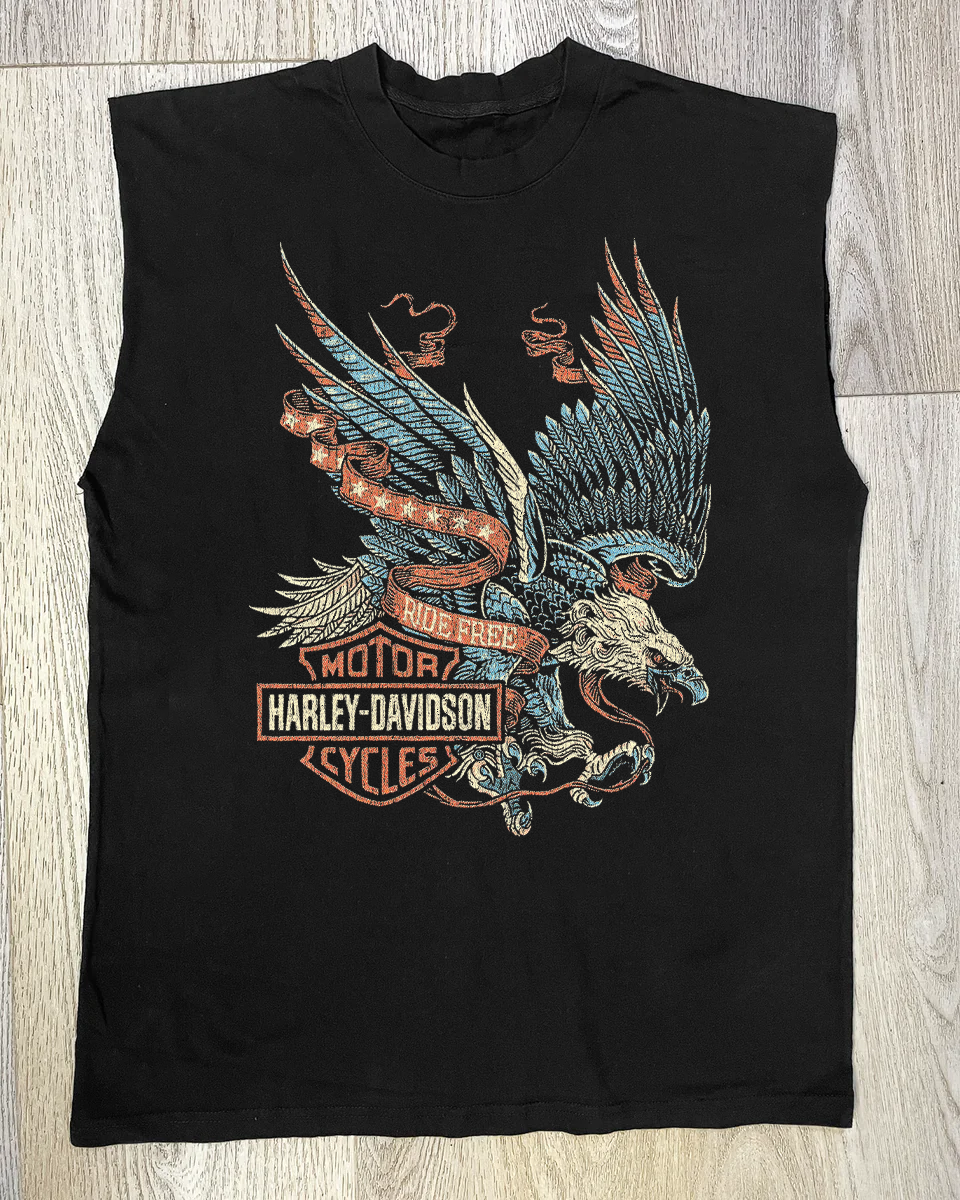 HARLEY RIDE FREE BLACK CUT-OFF SHIRT
