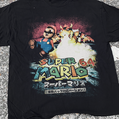 Beautiful '96 Japanese 'Mario 64' Vintage Black Washed Tee
