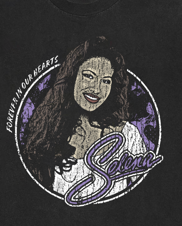SELENA TRIBUTE VINTAGE BLACK T-SHIRT