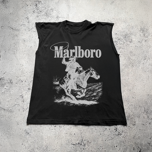 'Rugged' Man Vintage Black Cut Off Tee