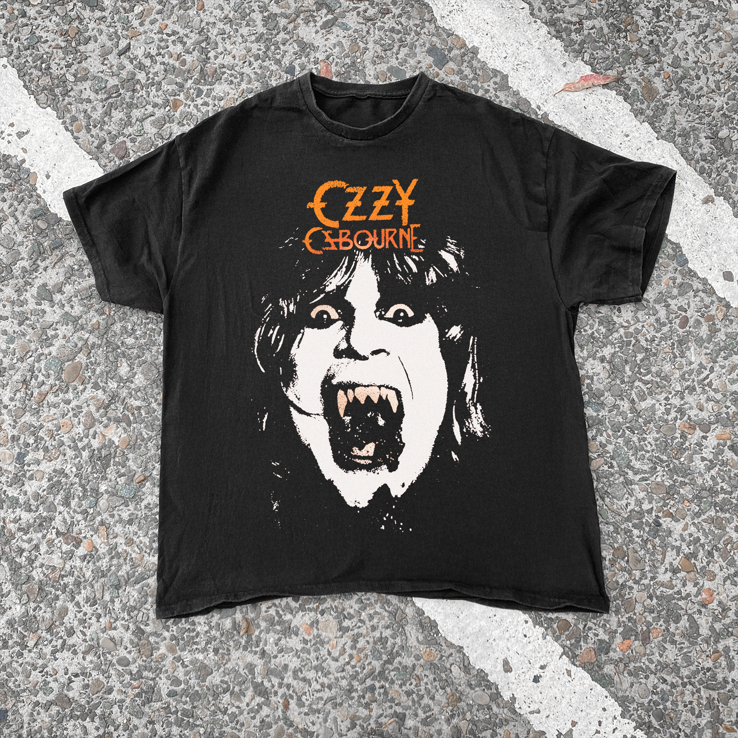 OZZY 'YELLOW FANGS' VINTAGE WASHED BLACK TEE
