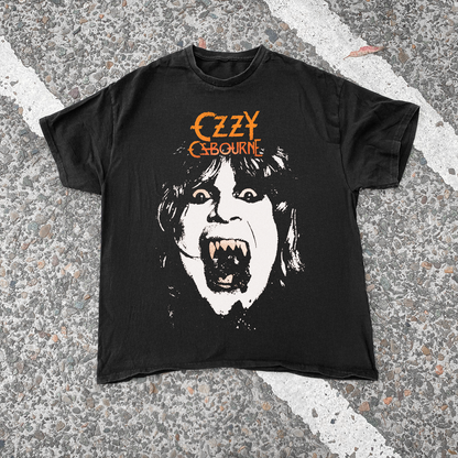 OZZY 'YELLOW FANGS' VINTAGE WASHED BLACK TEE
