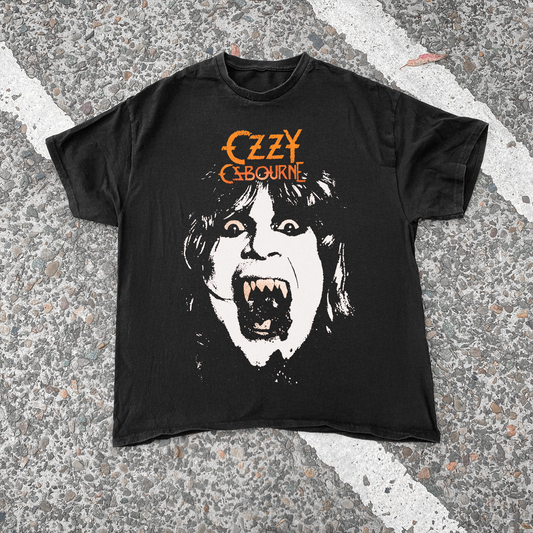 OZZY 'YELLOW FANGS' VINTAGE WASHED BLACK TEE