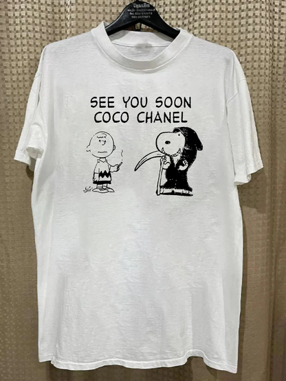 See You Soon Coco Chanel Vintage White T-Shirt