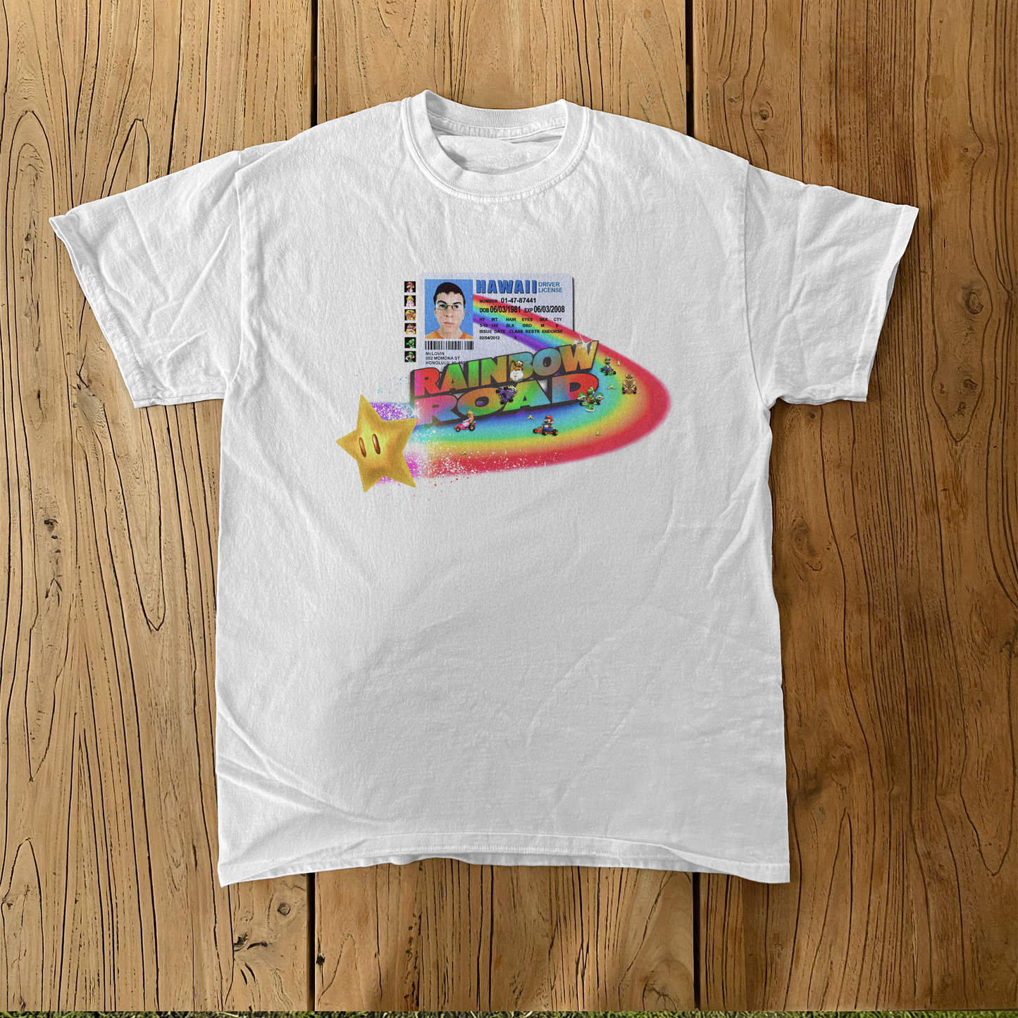 MCLOVIN 'RAINBOW ROAD' VINTAGE WASH PARODY TEE