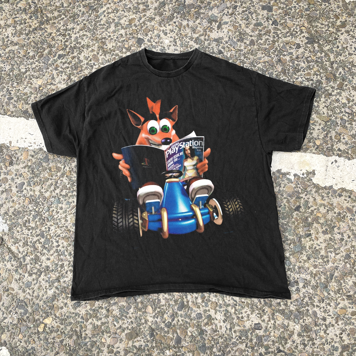 'CRASH TEAM RACING' (1999) WASHED BLACK T-SHIRT