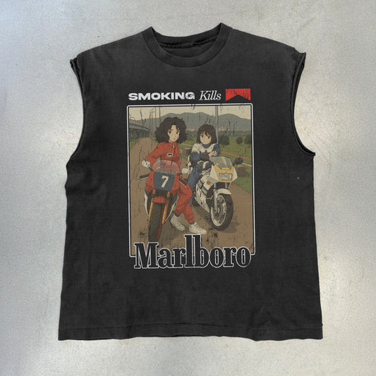 Smokingkills Vintage Black Cut- Off T-Shirt