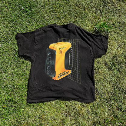 Sony 'Walkman Sports' Grid Vintage Washed Black Tee