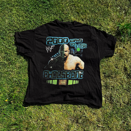 2000 WWE 'Ways To Lose' Steve Austin Distressed Vintage Washed Black tee