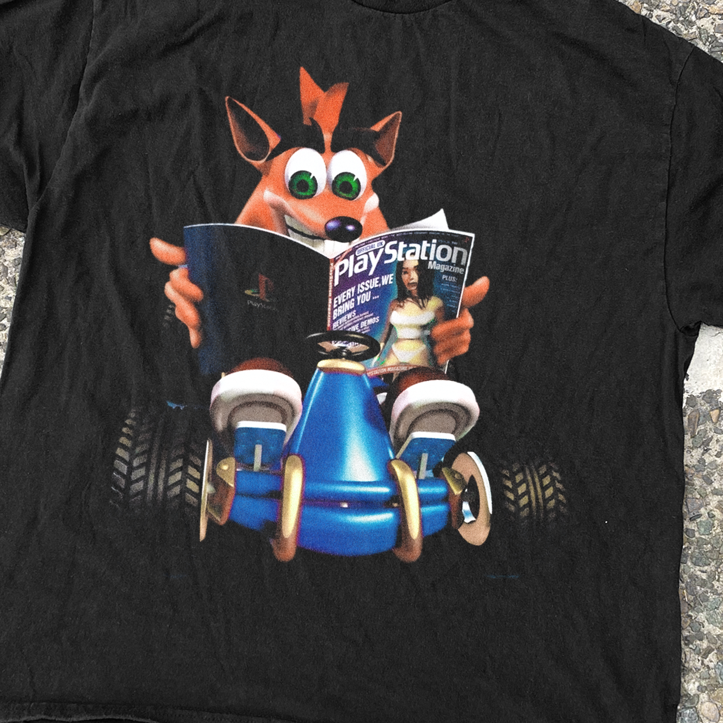 'CRASH TEAM RACING' (1999) WASHED BLACK T-SHIRT