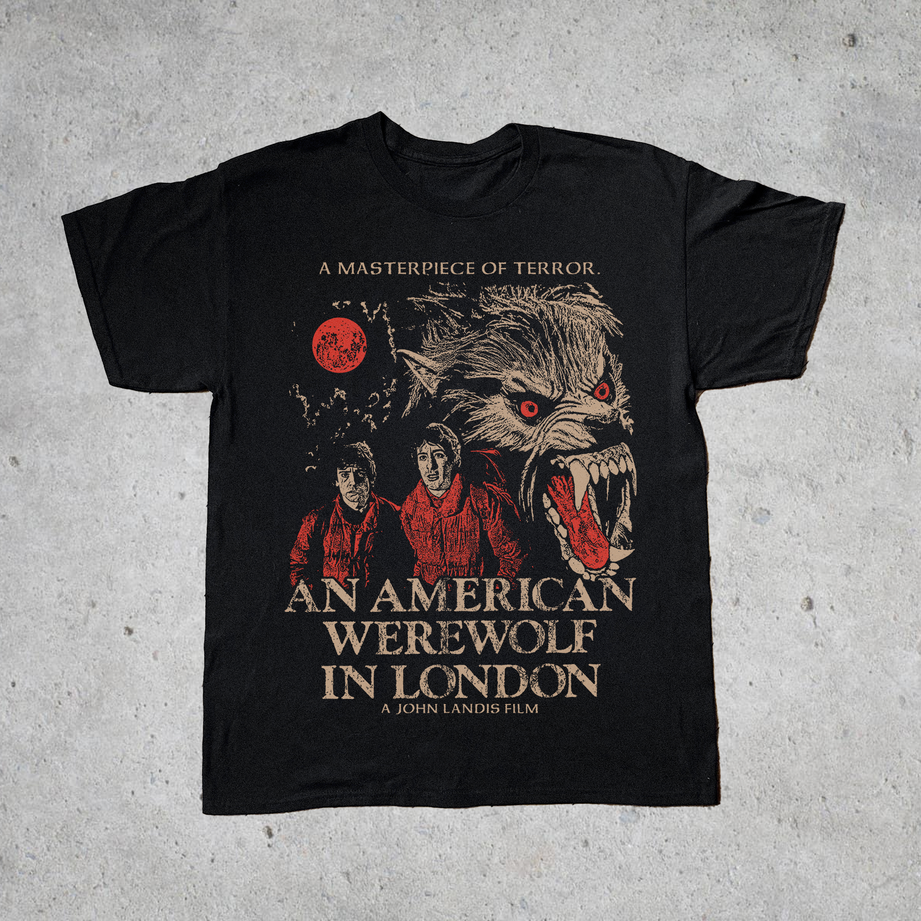 AN AMERICAN WEREWOLF IN LONDON BLACK T-SHIRT