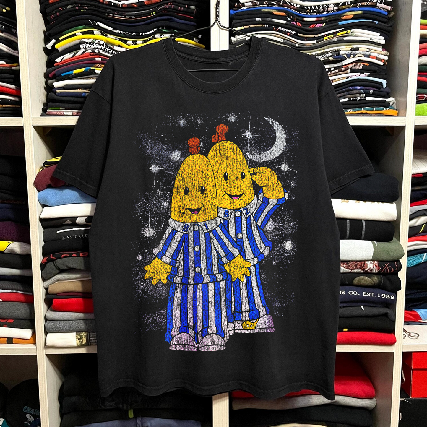 90's Bananas in Pyjamas Black Tee