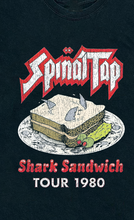 Spinal Tap Shark Sandwich Vintage Black T-Shirt
