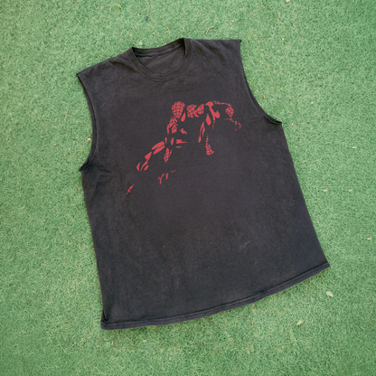 Spider 'Crouch' Man Vintage Washed Black Cut-Off Tee