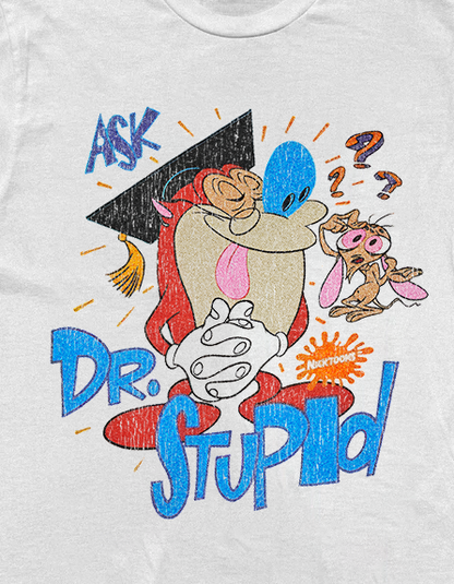 Ask Dr. Stupid Ren & Stimpy White Tee