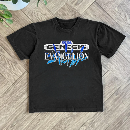 Sega Genesis Evangelion Washed Black Tee