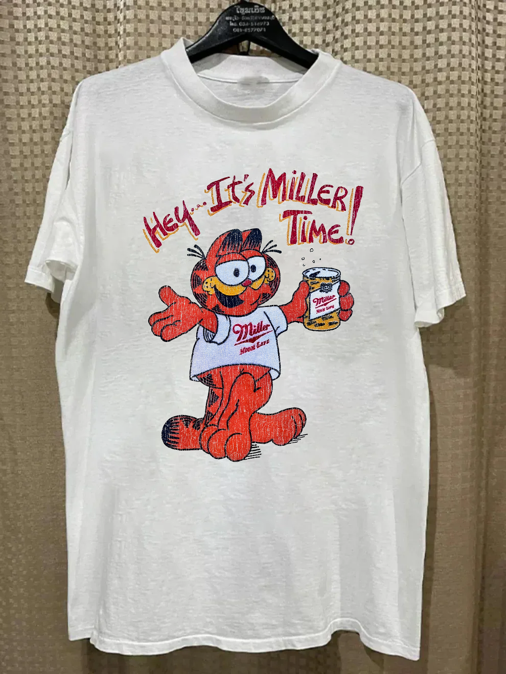 Garfield Miller Time Vintage White Tee