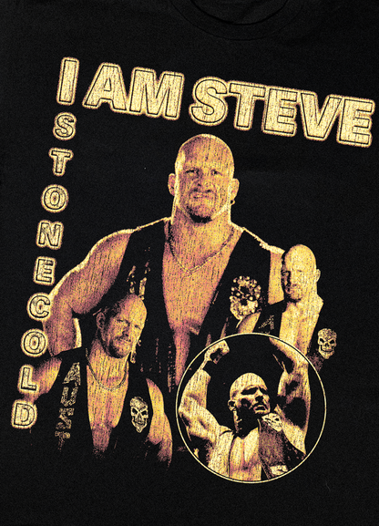 I AM STEVE STONE COLD PARODY MINECRAFT BLACK T-SHIRT