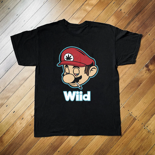 Wiid Mario Parody Black Tee