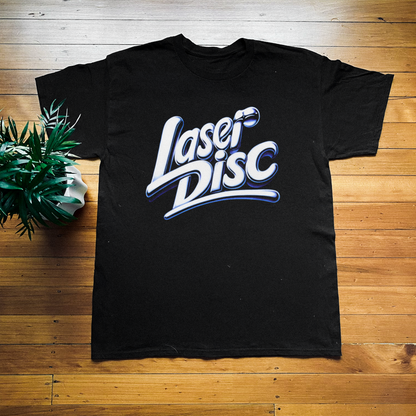 RETRO 'LASERDISC' CHROME GLOW BLACK TEE