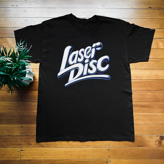 RETRO 'LASERDISC' CHROME GLOW BLACK TEE