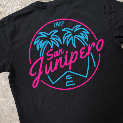 1987 'SAN JUNIPERO' RESORT STAFF UNIFORM BLACK T-SHIRT
