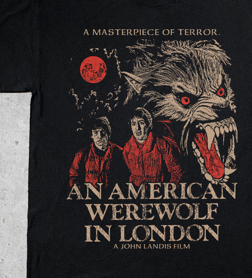 AN AMERICAN WEREWOLF IN LONDON BLACK T-SHIRT
