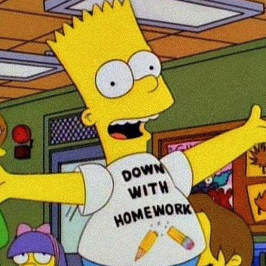 'DOWN WITH HOMEWORK' WASHED WHITE TEE