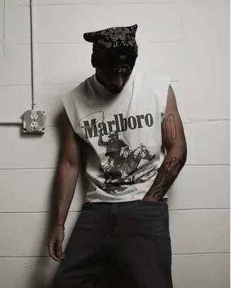 'Rugged' Man Vintage White Cut Off Tee