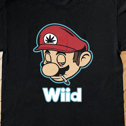 Wiid Mario Parody Black Tee
