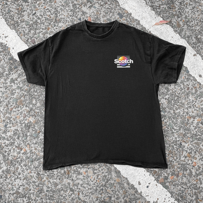 RETRO 'SCOTCH CASSETTE' VINTAGE WASH BLACK T-SHIRT