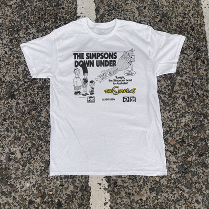 Simpsons 1995 Cable Down Under 'Bart Vs Australia' Vintage Washed White Tee