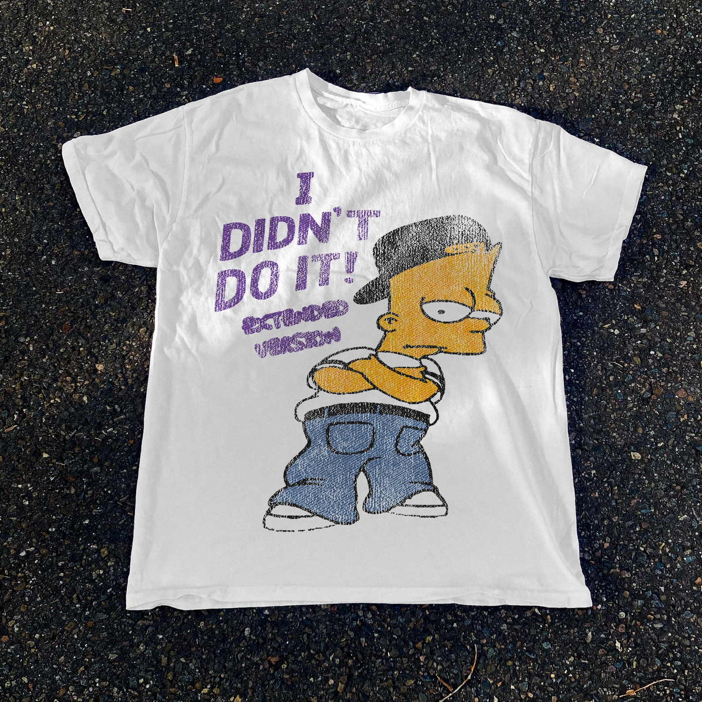 Simpson 'I Didn'T Do It' Bootleg Vintage Washed White Tee