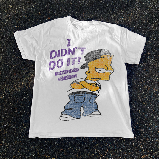 Simpson 'I Didn'T Do It' Bootleg Vintage Washed White Tee