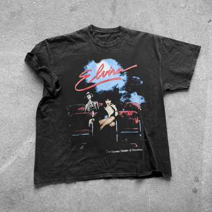 90s ELVIRA 'HOTTEST HOSTESS' VINTAGE WASHED PROMO BLACK TEE