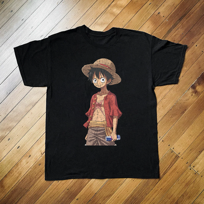 Luffy X Redbull Parody Black Tee