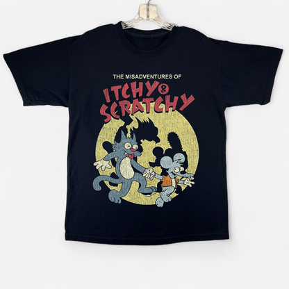 ITCHY AND SCRATCHY VINTAGE BLACK T-SHIRT