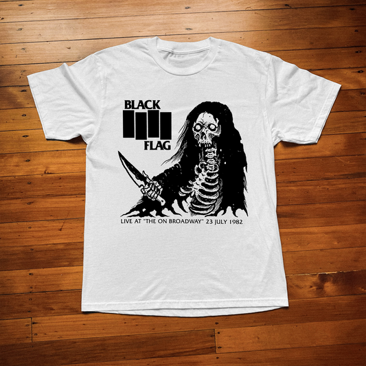 BLACK FLAG WHITE T-SHIRT