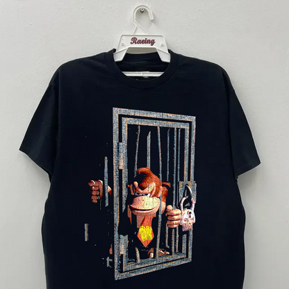 90'S DK COUTNTRY 'CAGED' VINTAGE WASHED BLACK T-SHIRT