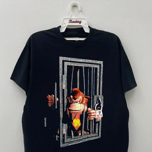 90'S DK COUTNTRY 'CAGED' VINTAGE WASHED BLACK T-SHIRT