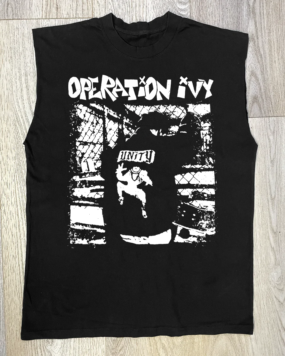 OP IVY CUT-OFF VINTAGE BLACK SHIRT